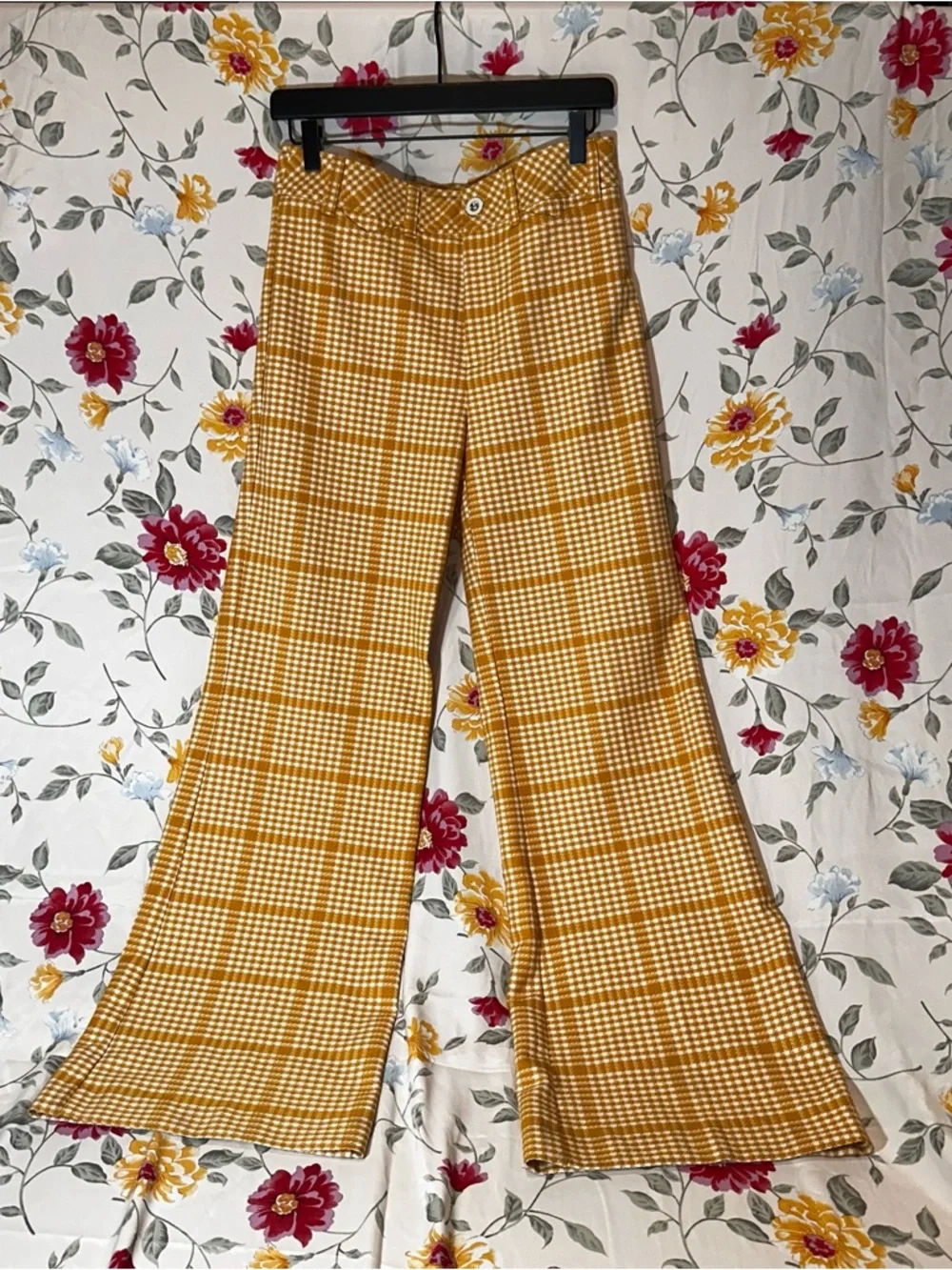 MAEVE BY ANTHROPOLOGIE MUSTARD YELLOW PLAID DOUBLE-BREASTED BLAZER & TROUSER SET - Picture 6 of 9